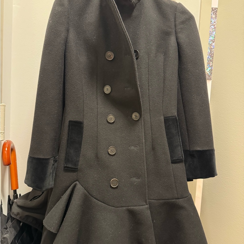 Alexander McQueen Black wool and velvet Double-Breasted Pea Coat